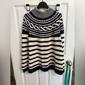 Talbots Navy Blue And Cream Fair Isle Sweaters Women’s Large Nautical Coastal